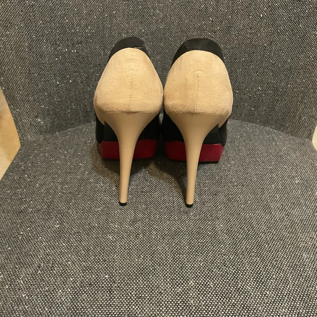 Elegant Black and Tan Platform Heels Andrea Size 7 - Image 4