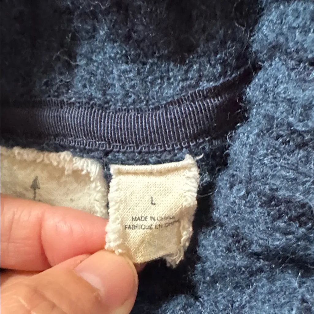 ANTHROPOLOGIE Angel of the North Cable Boucle Cowl Longsleeve Blue Sweater L - Image 15