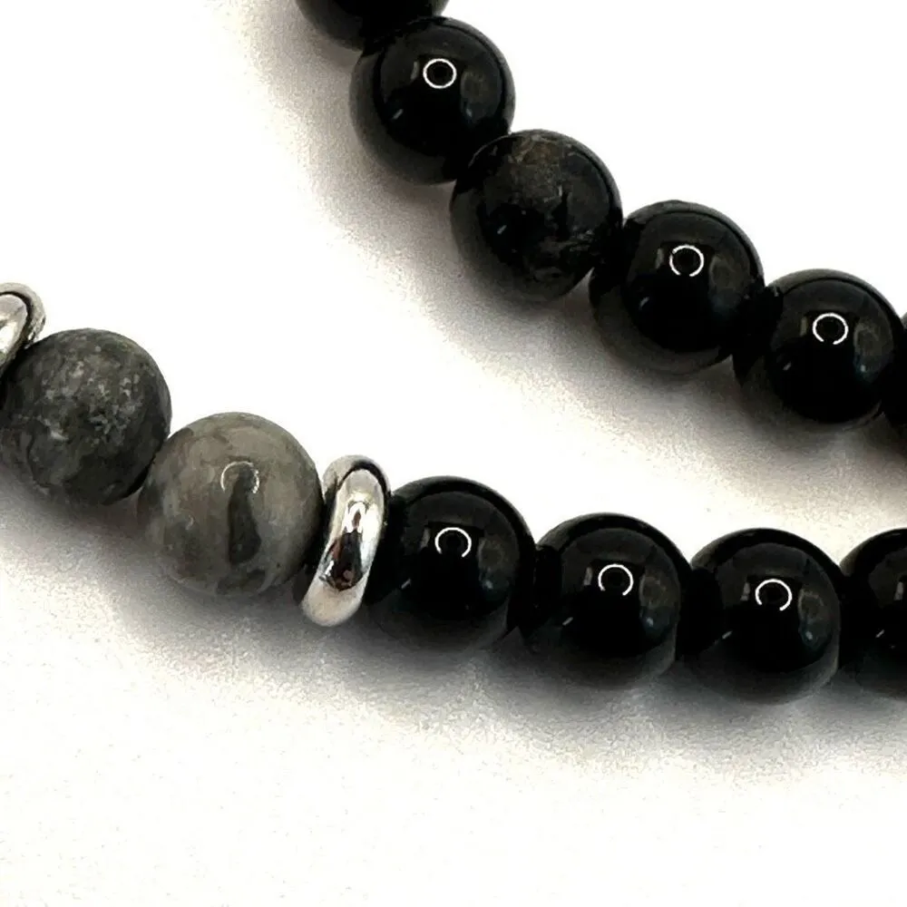 Picasso Jasper and obsidian beaded necklace Black - Image 8