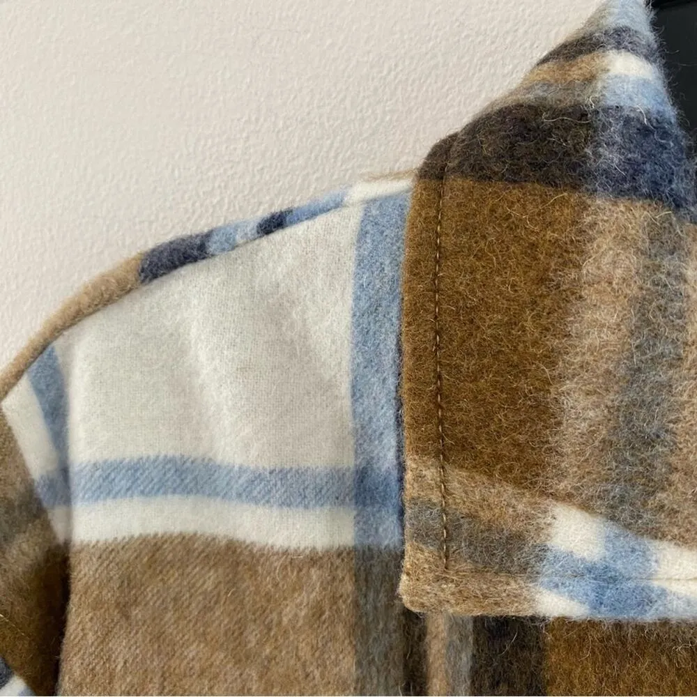 Zara | Wool Blend Plaid Overshirt Shacket Size Small - Image 8