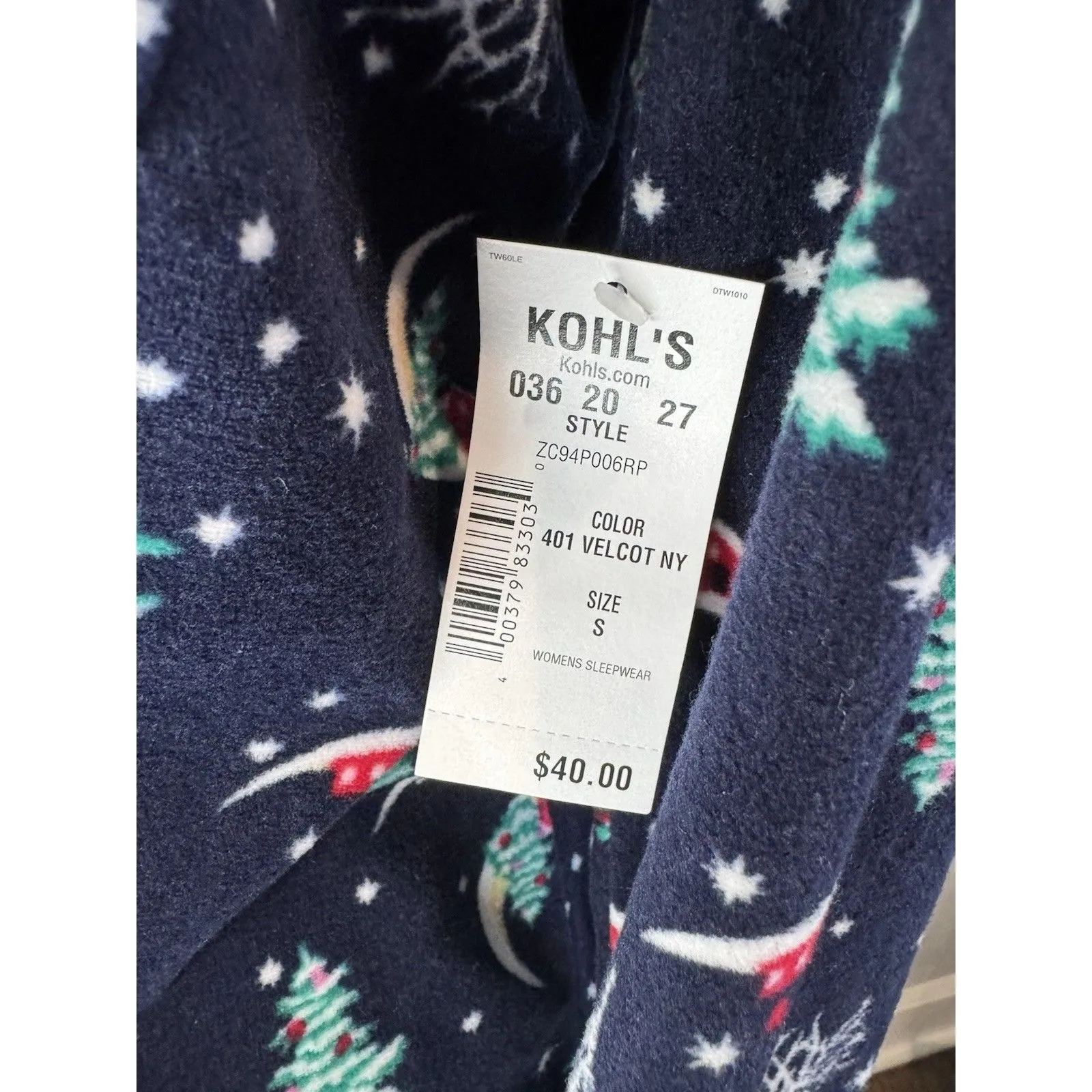 Croft & Barrow Pajama Set Size Small Navy Blue Holiday Velour Women’s Faux Fur - Image 7