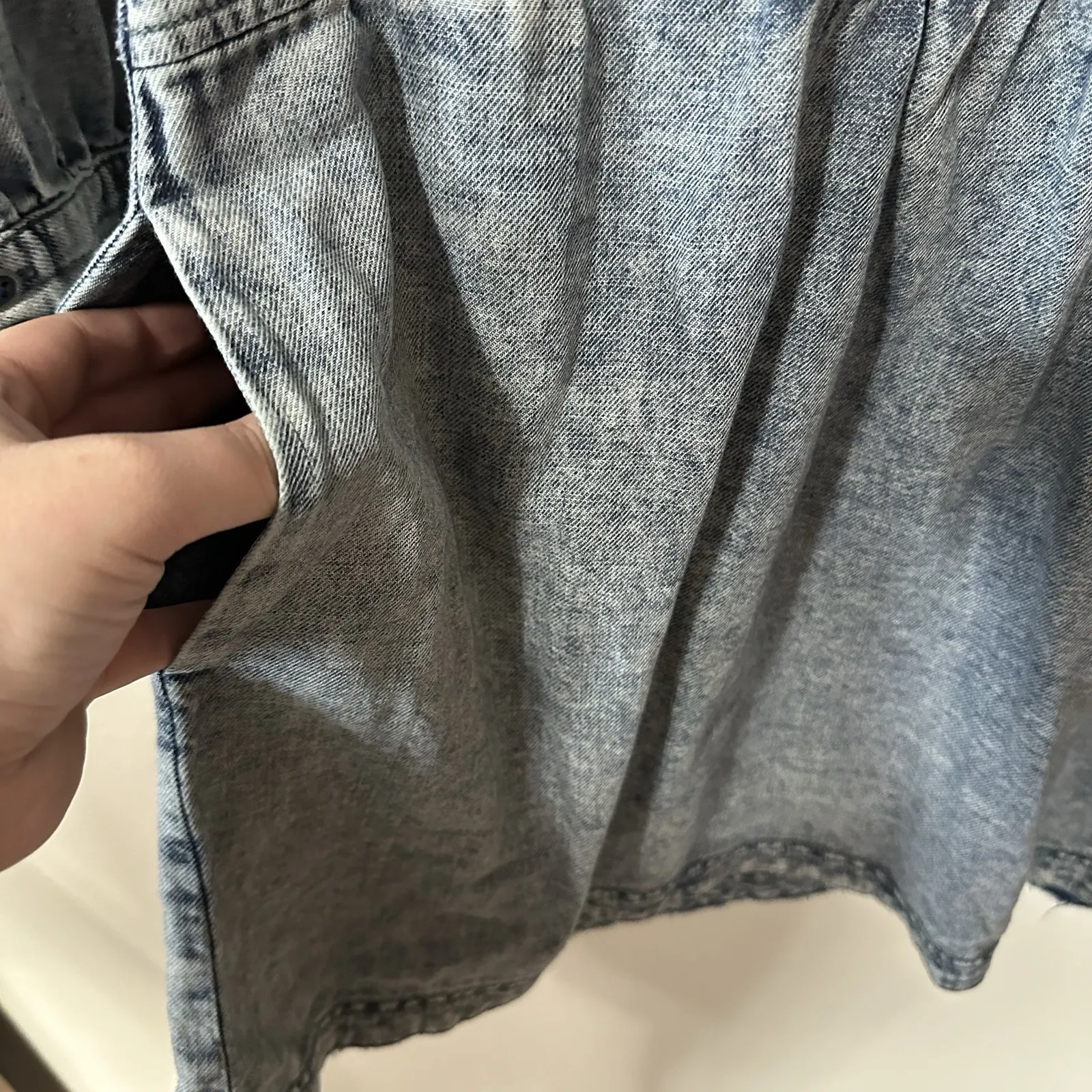 Anthropologie Pilcro Denim Dress Lorelei Tunic Long Sleeve Pockets Boho‎ Size 6 - Image 3