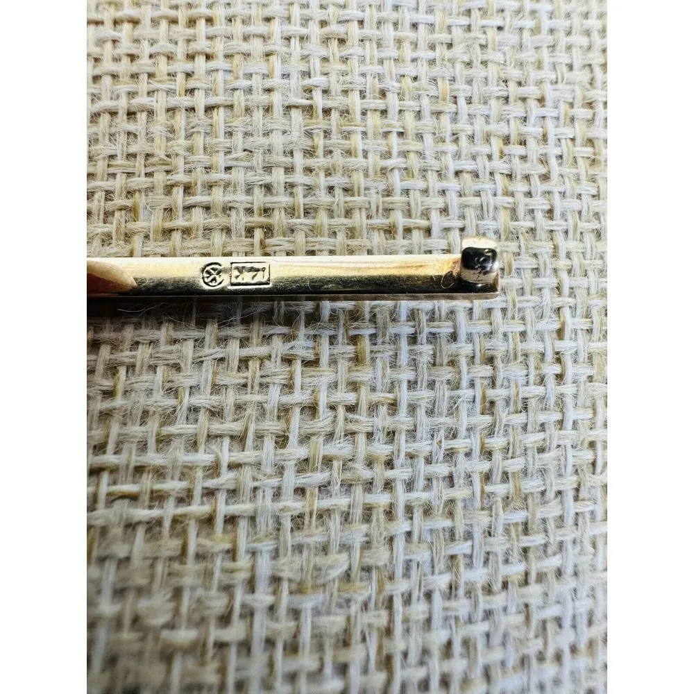 Vintage 14K Yellow‎ Gold Art Deco Seed Pearl Bar Pin Brooch Makers Mark 1 1/4" - Image 2
