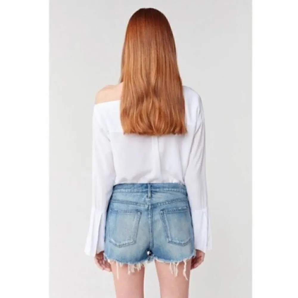 3x1 Jean Shorts 27 W2 Mason Mid Rise Boyfriend Bleeker Button Medium Blue Italy - Image 6