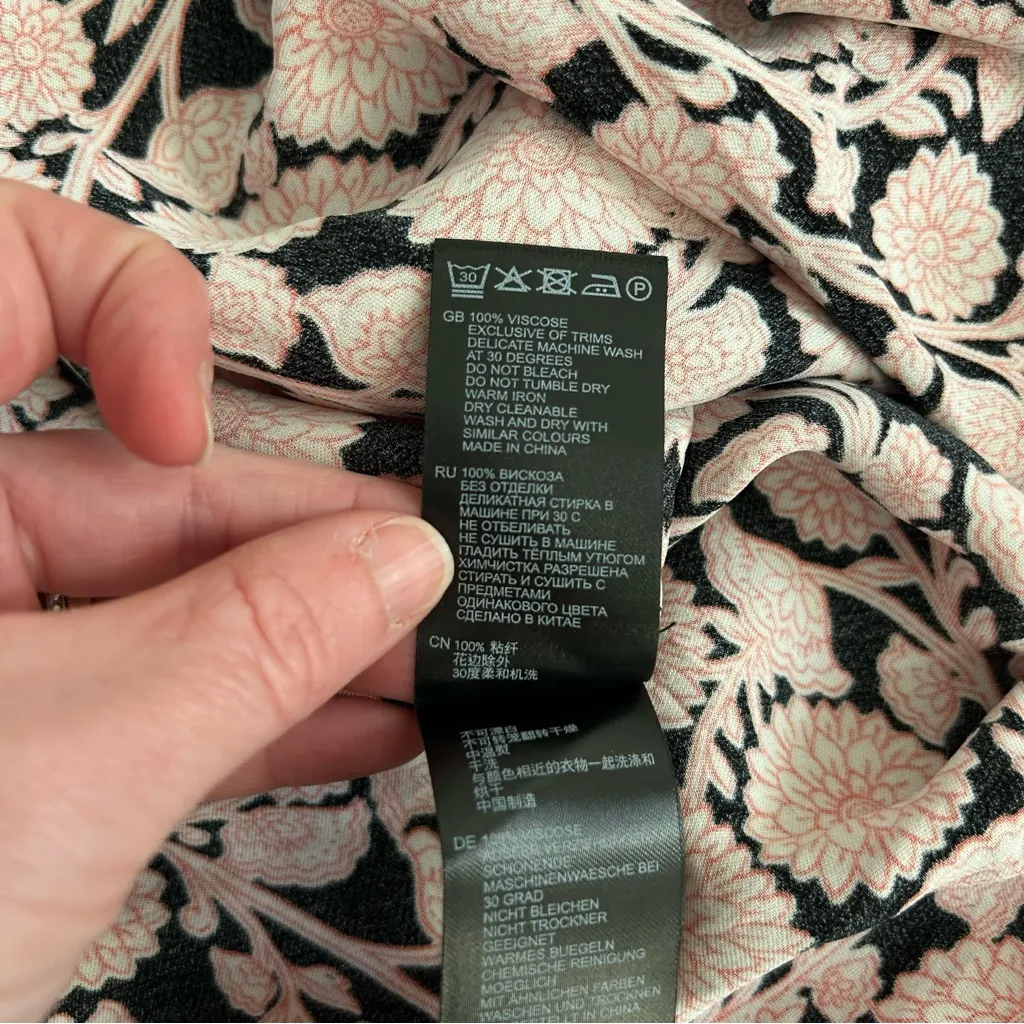 Reiss Kolbie Printed Pleated Red White Floral Midi Slip Skirt 4 - Image 9