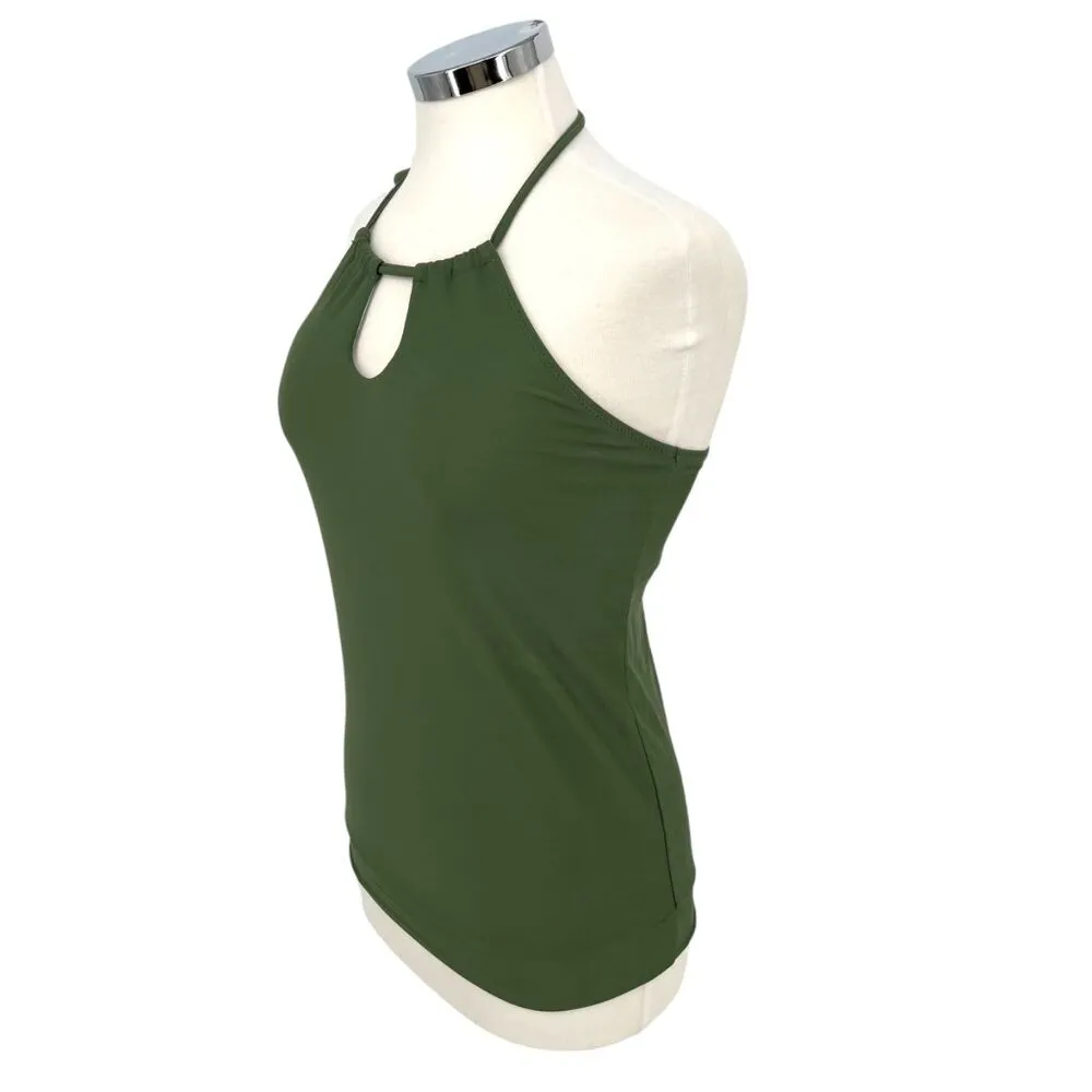 Beachsissi Halter Neck Bikini Top Ruched Bottom Olive Green Size Medium NWT - Image 2