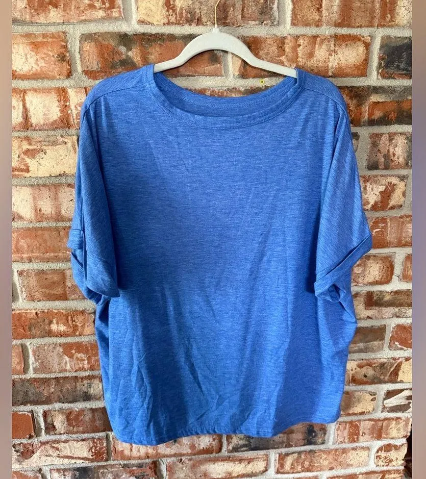 Blue Oversized Boxy 3/4 Sleeve Tee Size L - Image 2