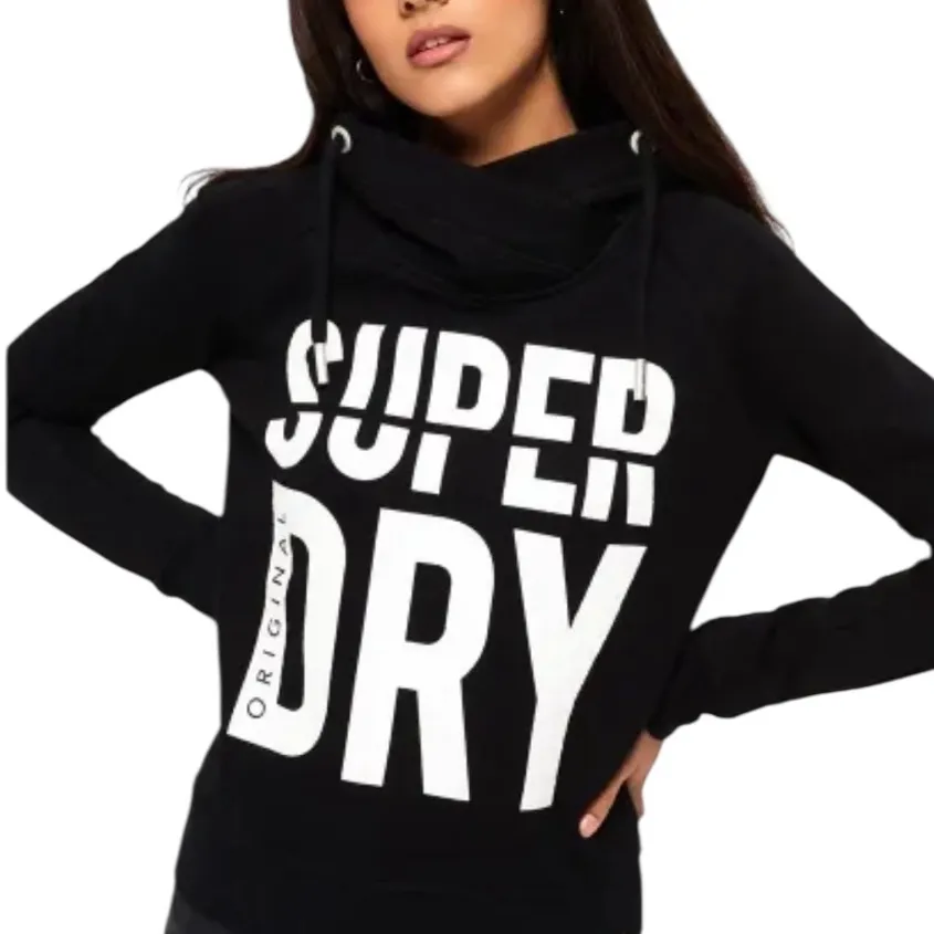 Superdry Dimension Panel Sport Crop Hoodie Black Size 8 - Image 13