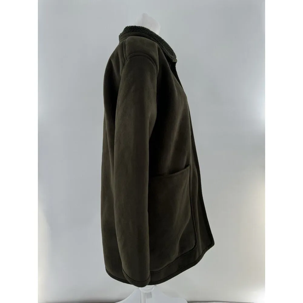 Spanx Reversible Suede Sherpa Jacket Sz XS Utility Green Oversized Coat NWT $228 - Image 6