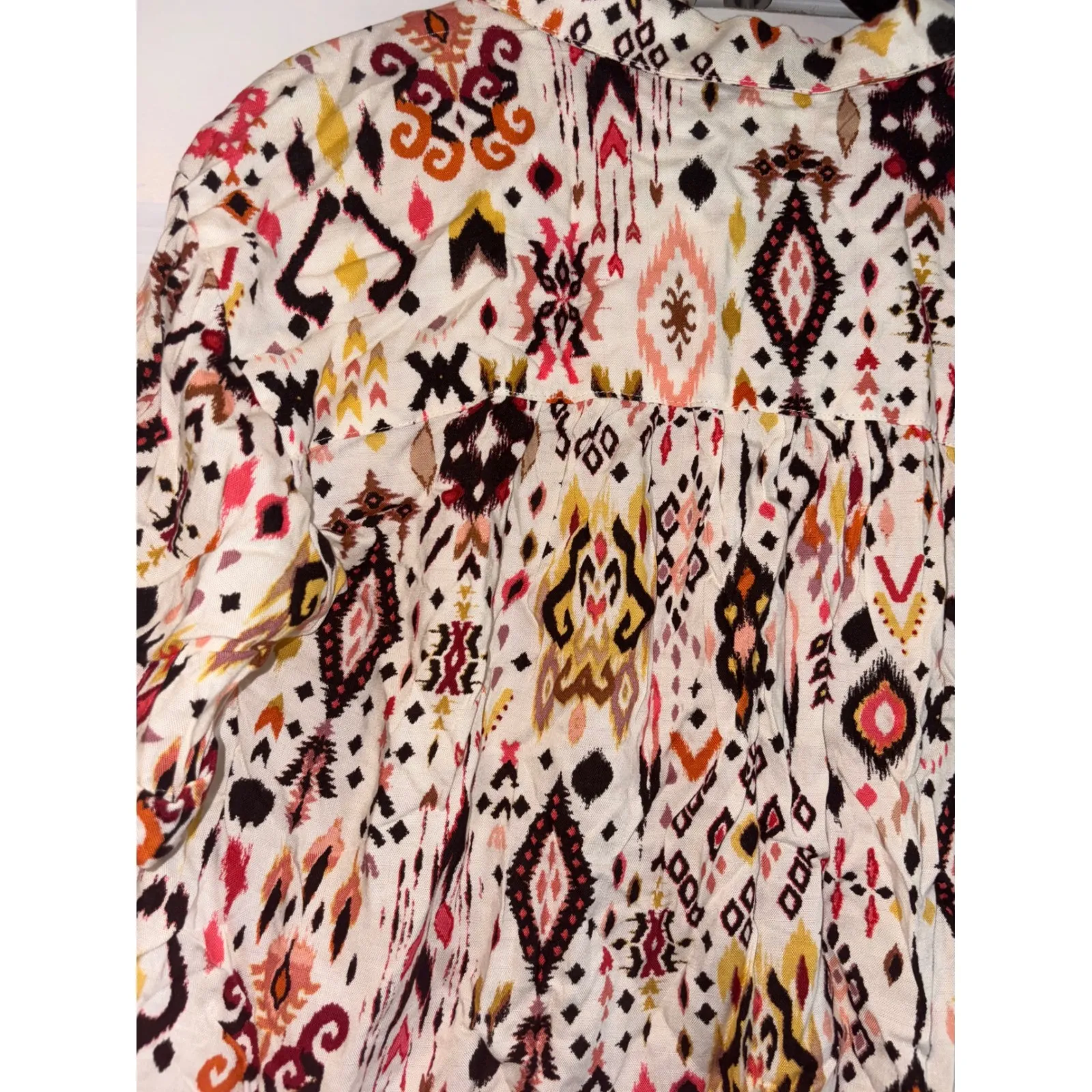 Jane + Delancey‎ Bohemian Button-Down Top Short Sleeve Blouse Size S - Image 6