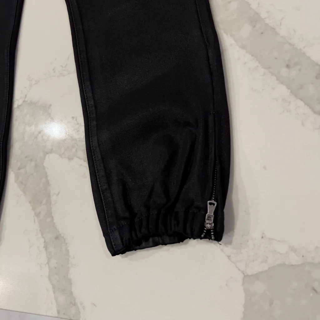 Paige Mayslie Jogger Women’s 27 Black Fog Luxe Coating Ankle Zip Denim Trousers - Image 6