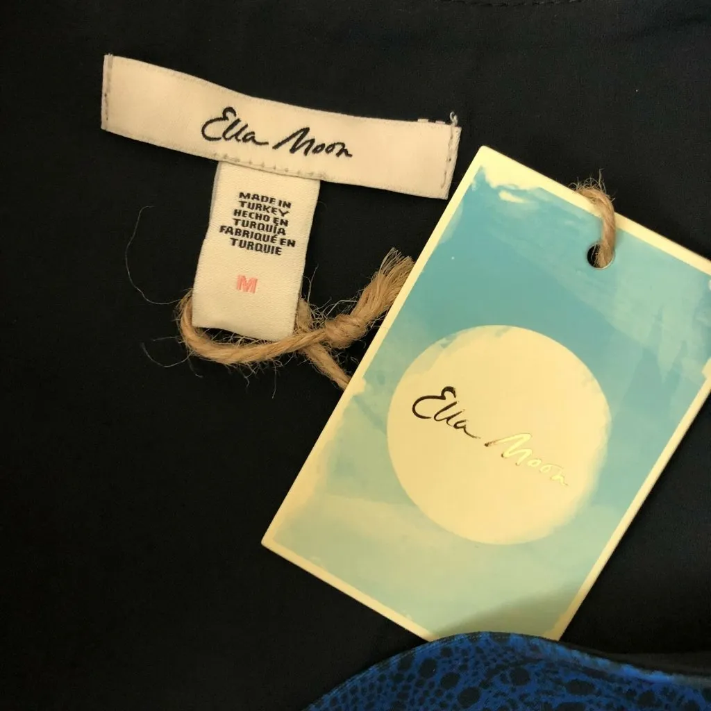 Ella Moon Dress A Line Ruffle Patchwork Geometric Purple Blue V Neck Size M Size M - Image 3