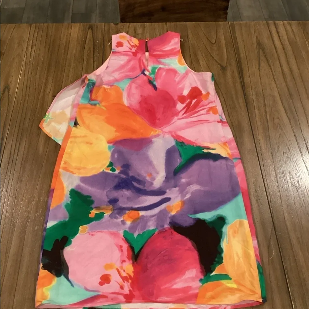 Lauren Ralph Lauren Floral Colorful Sleeveless crepe shift Cocktail mini Dress 6 - Image 2
