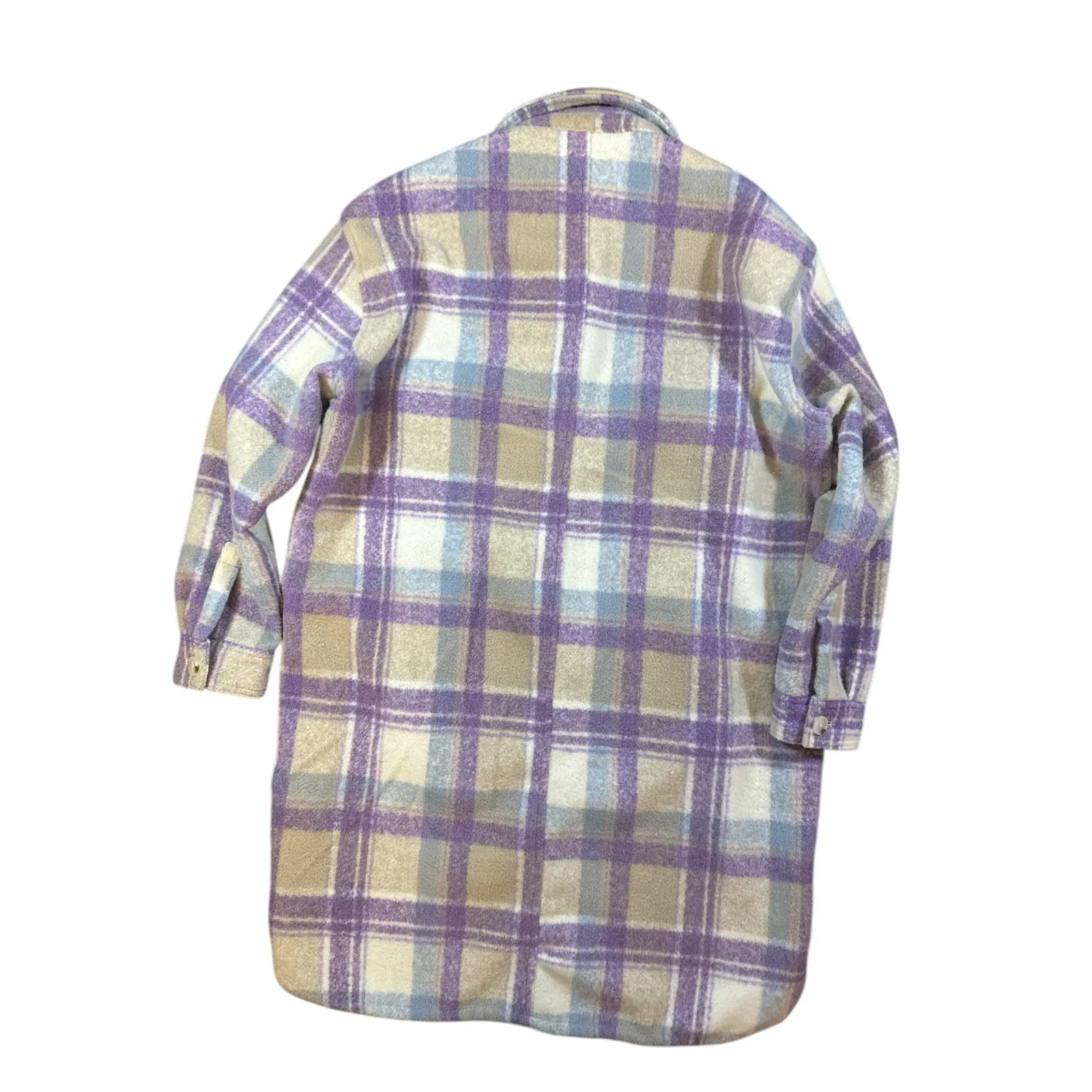BLANKNYC Plaid Shacket Long Sleeve Shirt Jacket Purple Tan Blue Womens L Size L - Image 2