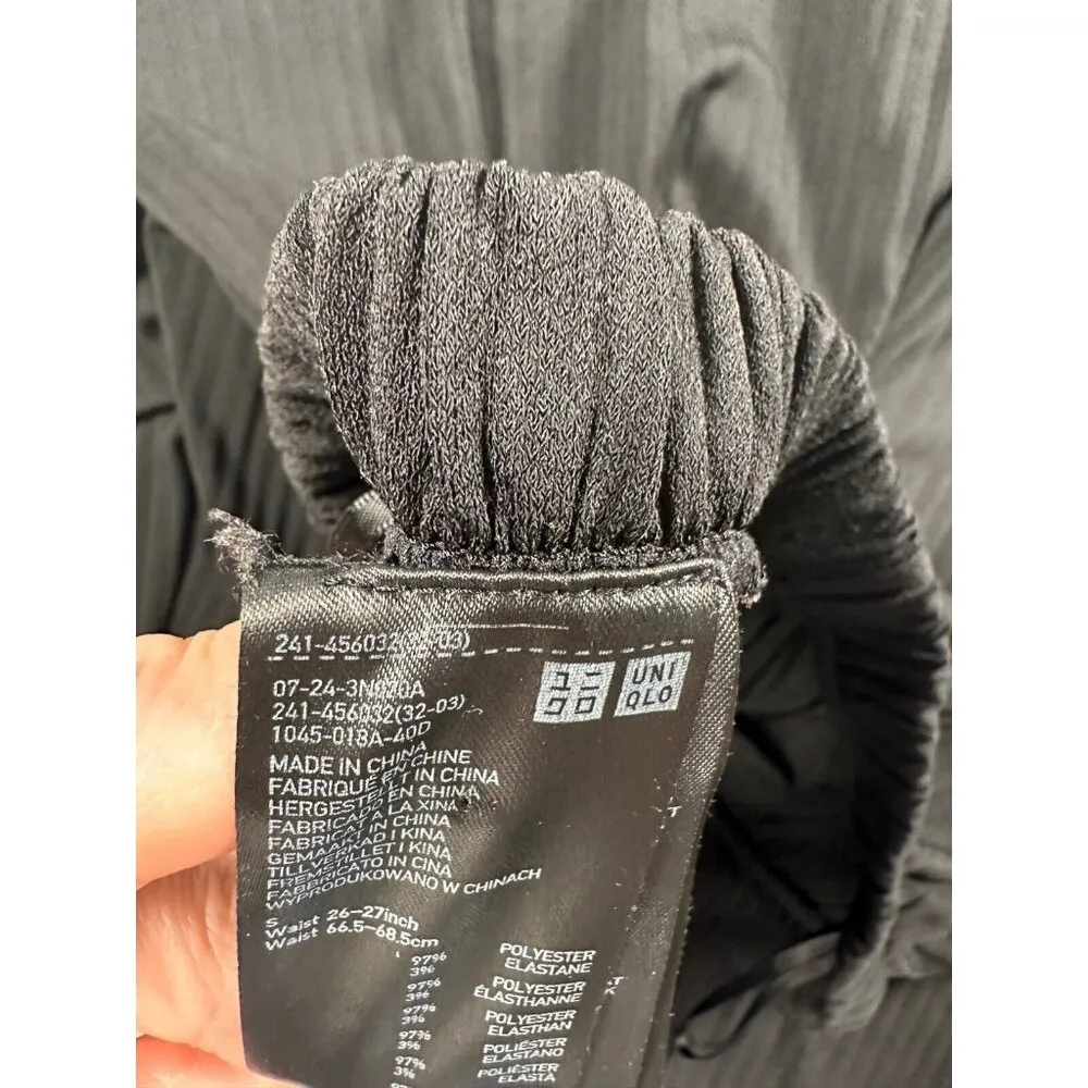 Uniqlo Pull On Pants Womens Small Elastic Black Wide Leg Stretch Lightweight - Image 13