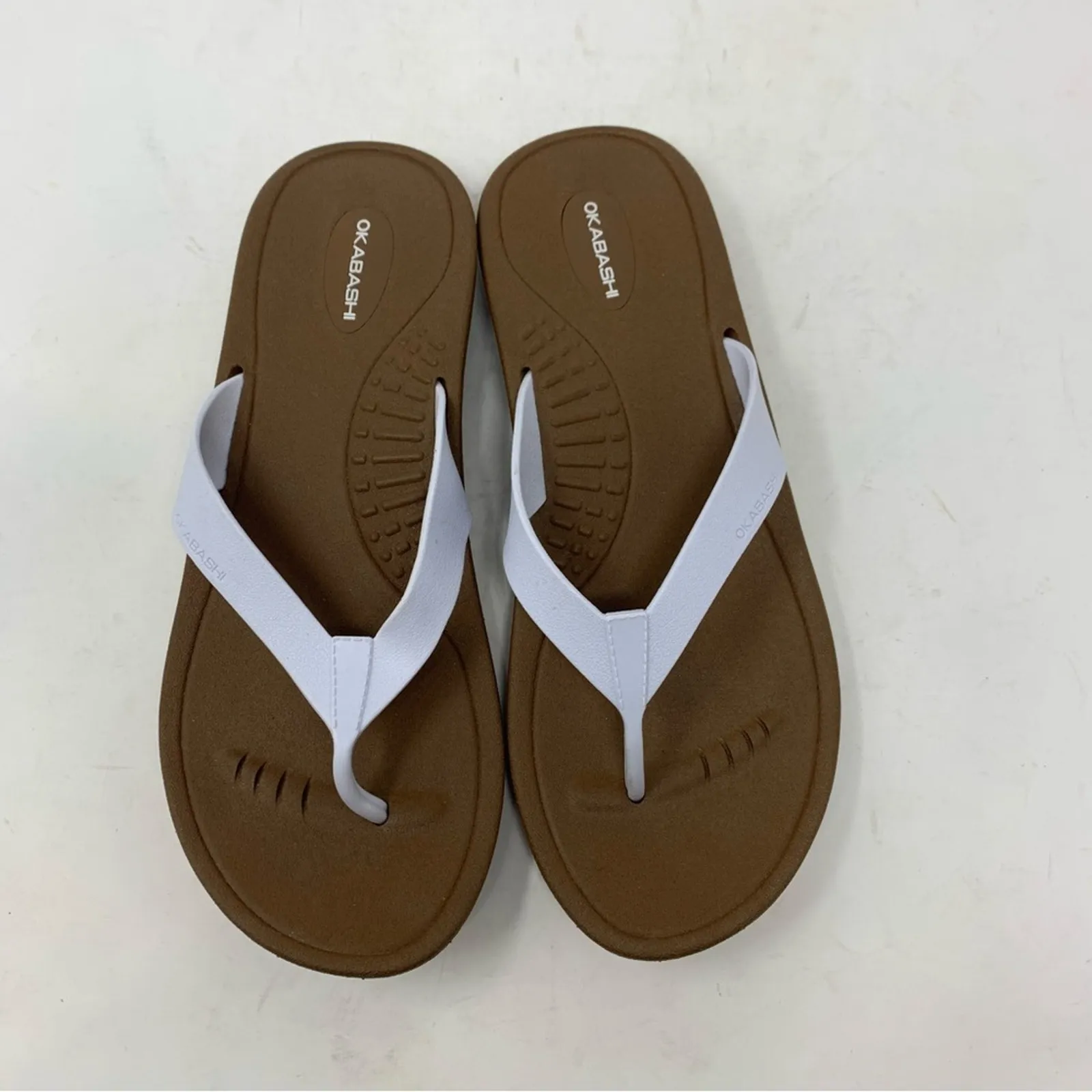 Okabashi Breeze Toffee White Womens Flipflop Thong Sandal Size ML Casual Comfort Brown - Image 2