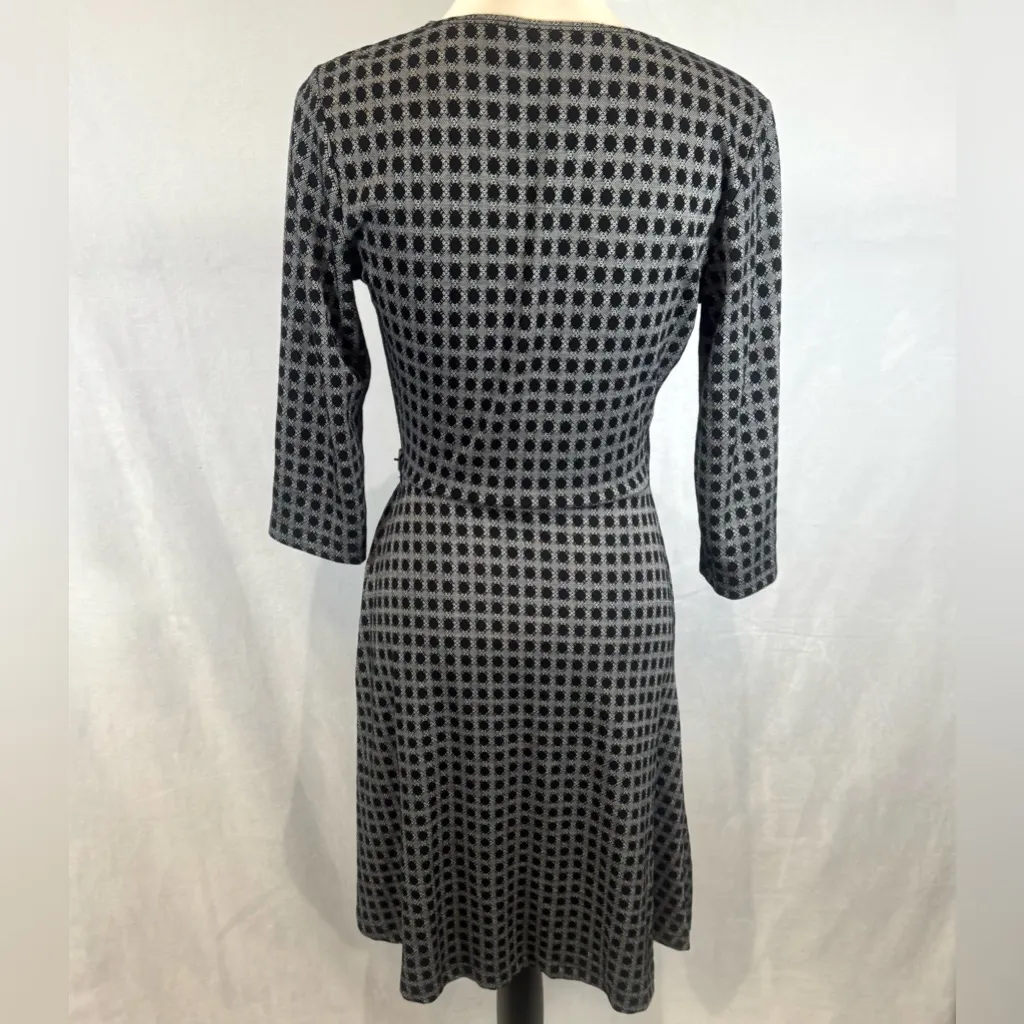 Max Studio faux wrap leather side buckle black and white dress size small - Image 4