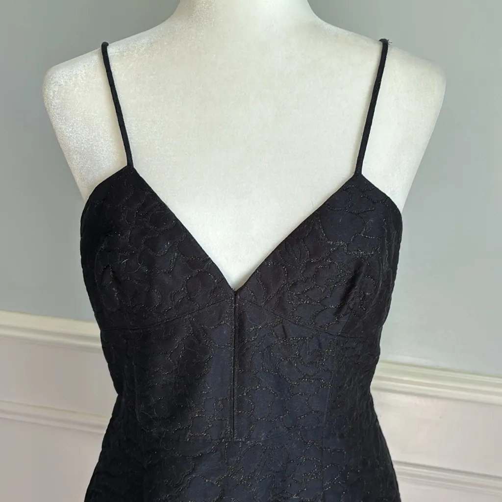 J.Crew Cocktail Dress Size 8 Floral Jacquard Glitter Black Party Cotton Silk LBD - Image 5