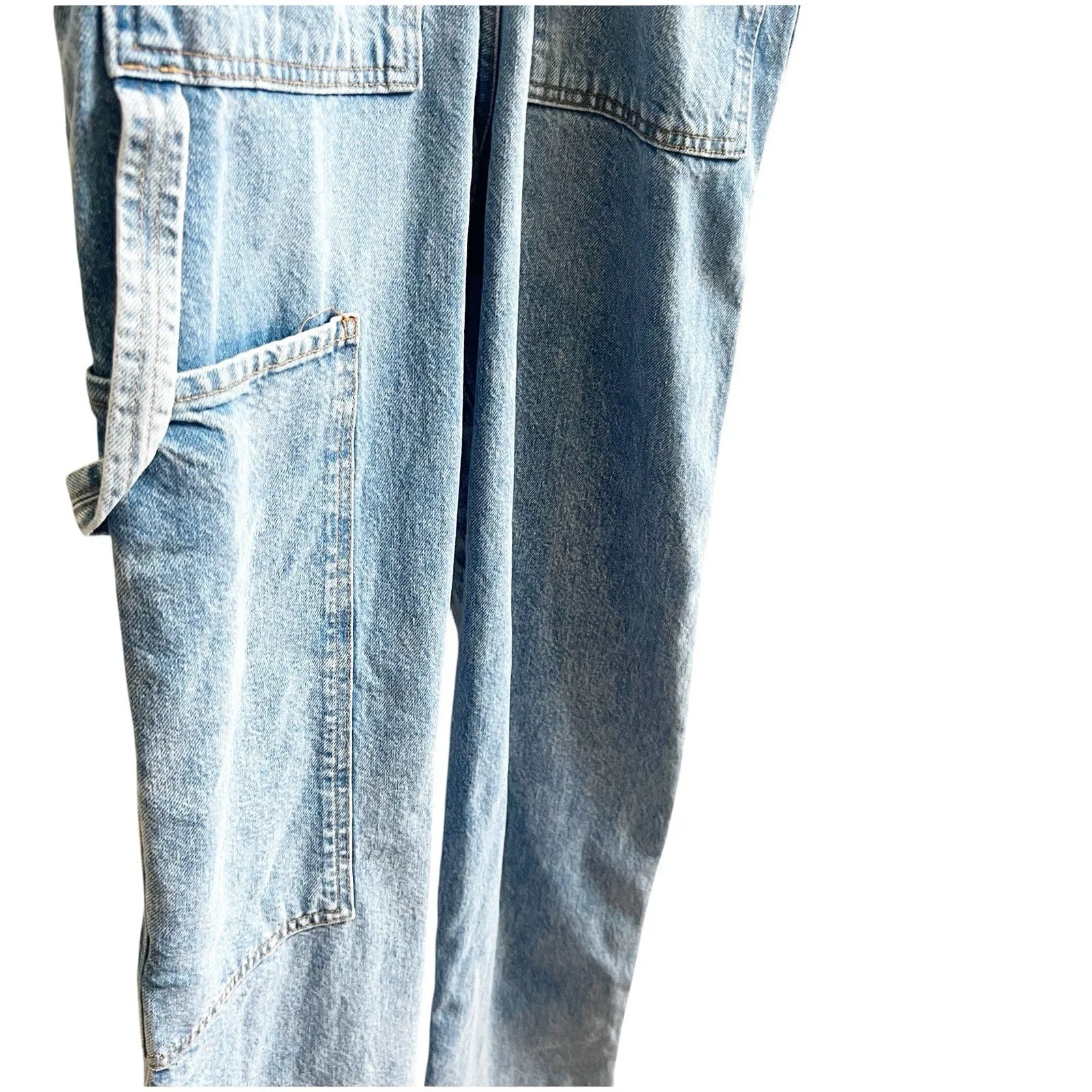 Zara Blogger Fave Denim Overalls Dungarees NWT Blue Size XS Farmer Cottage - Image 9