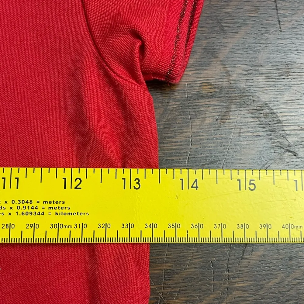 Puma Red Polo Button Down Shirt with Cuffed Cap Sleeves - Image 7