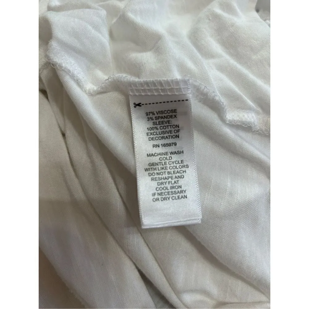 Cupio Eyelet Short Sleeve Blouse Top Round Neck Sz Medium White - Image 5