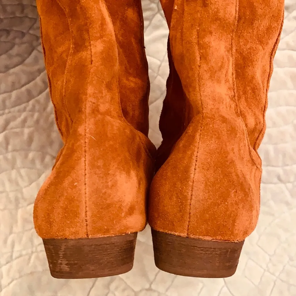 Vegan suede over the knee boots. VGUC Brown Size 7 - Image 5