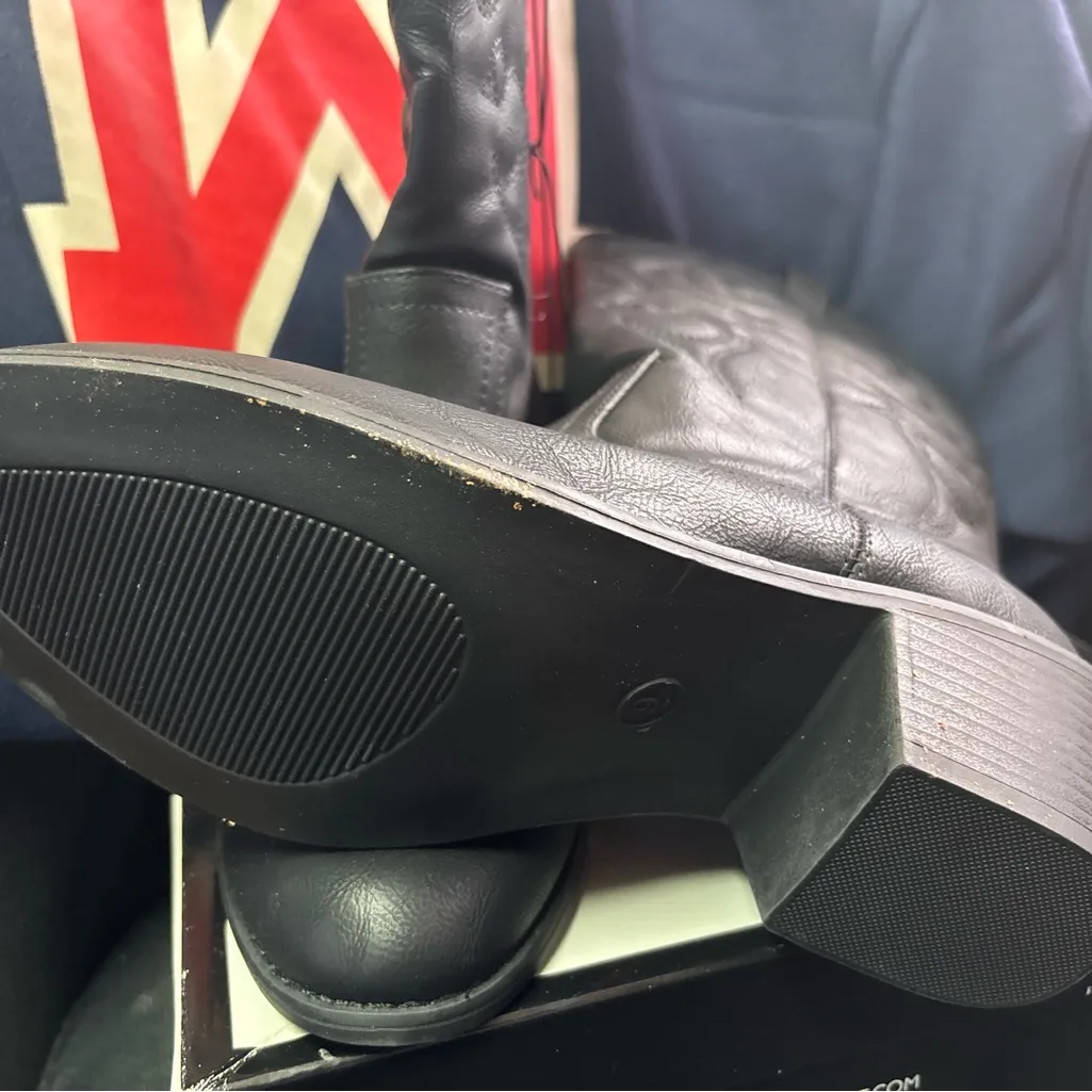 New Charles Albert Women’s 100% Vegan Leather Western Black Boots Yeehaw Size 9 - Image 2