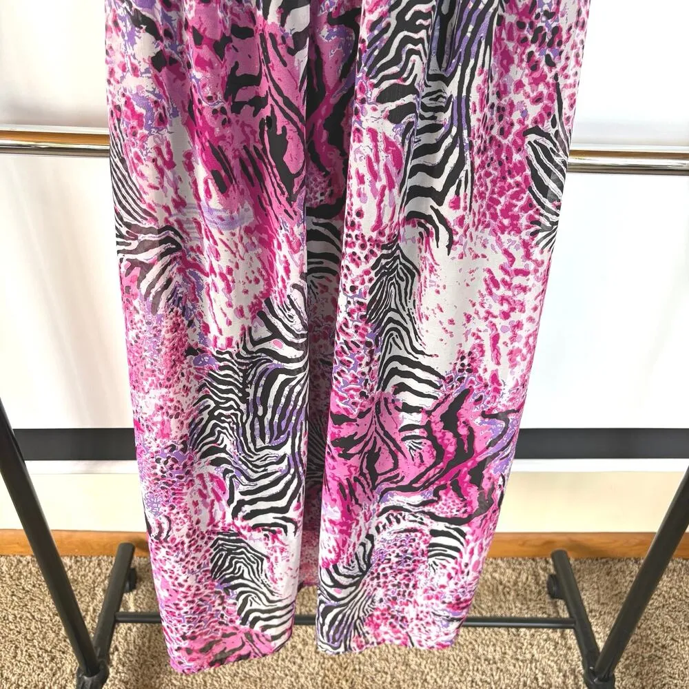 Y2K Pink Zebra Maxi Babydoll Maxi Beach HOCO Jersey Shore Smocked Waist Dress 2X - Image 6