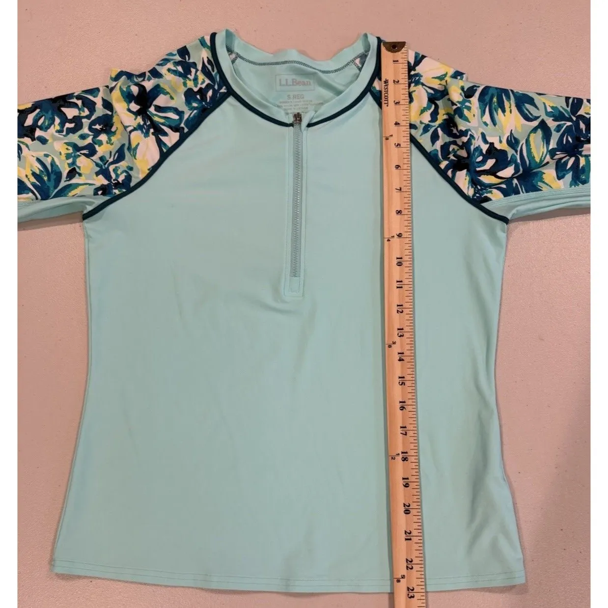 LL Bean Rash Guard Top Women Small 1/2 Zip Swimwear Stretch 50+ UPF Beach Travel - Image 5