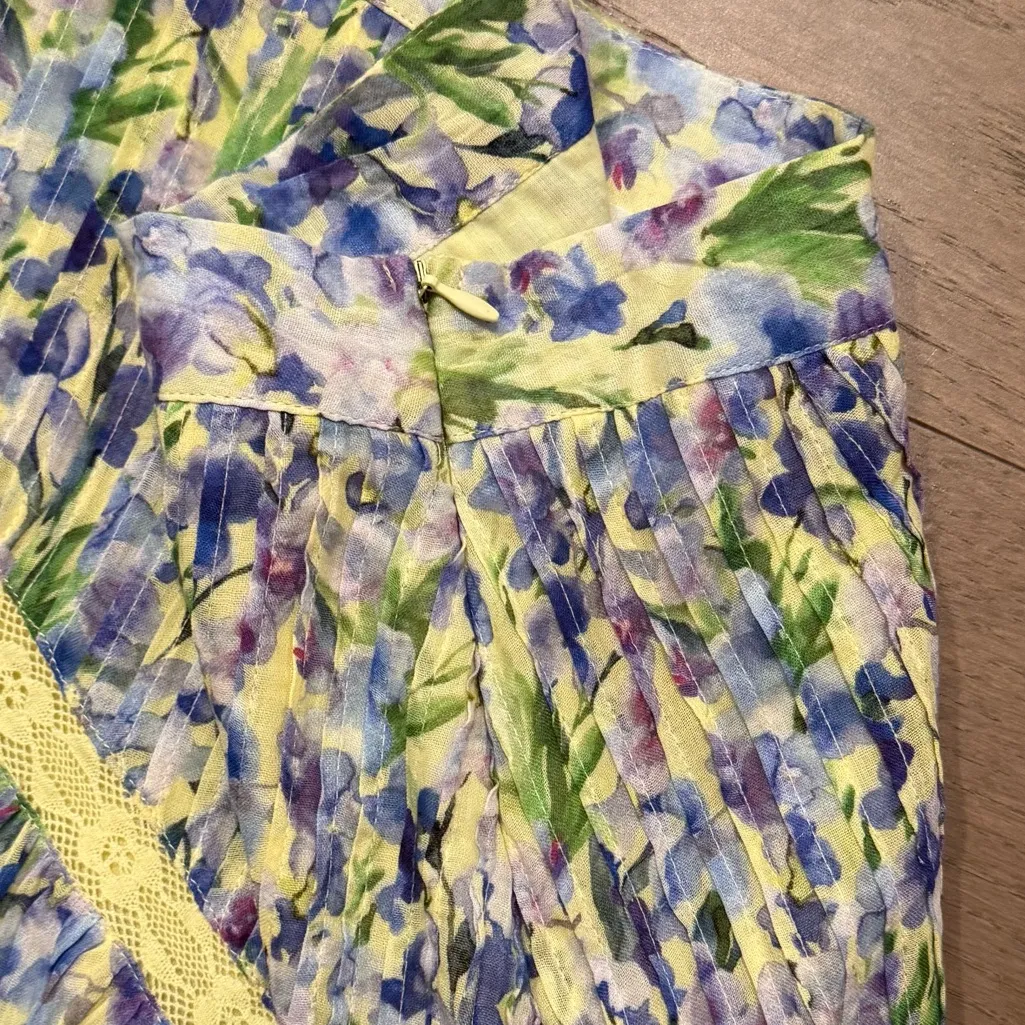 NWT Allison New York Anna High Waisted Mini Skirt in Purple/Yellow Floral Purple Size XS - Image 5