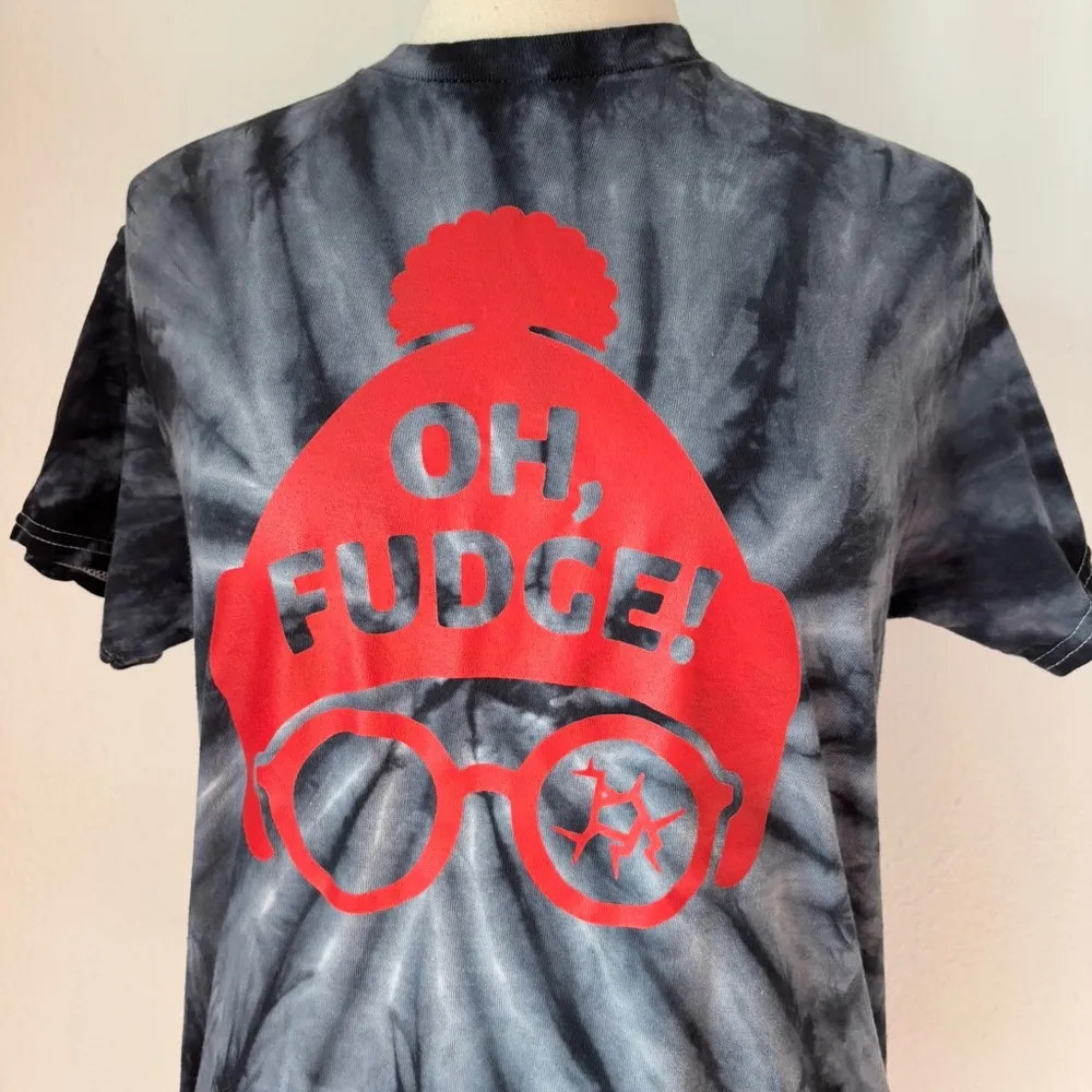 Gildan Black & Red A Christmas Story Oh Fudge Tie-Dye Short Sleeve Tee - Image 5
