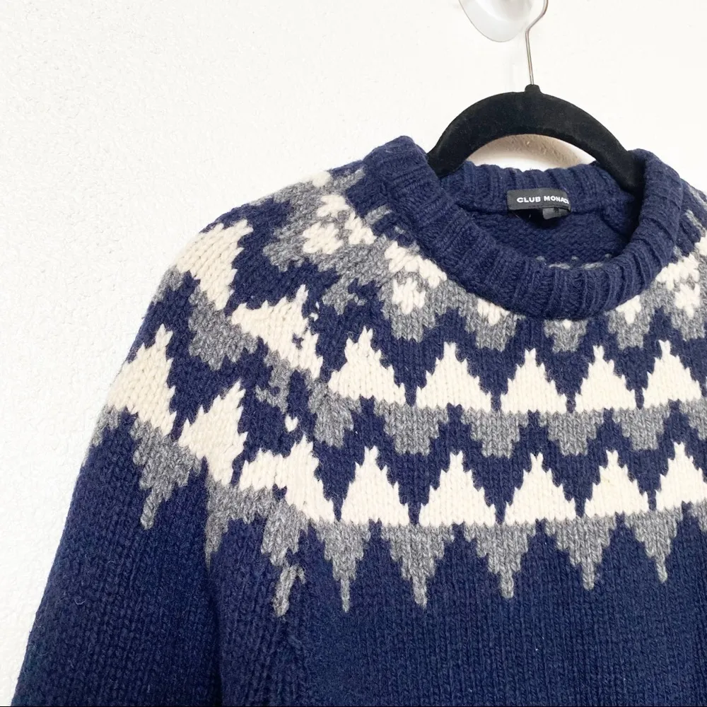 Club Monaco Navy Blue Rag Wool Blend Sweater Size Medium - Image 5