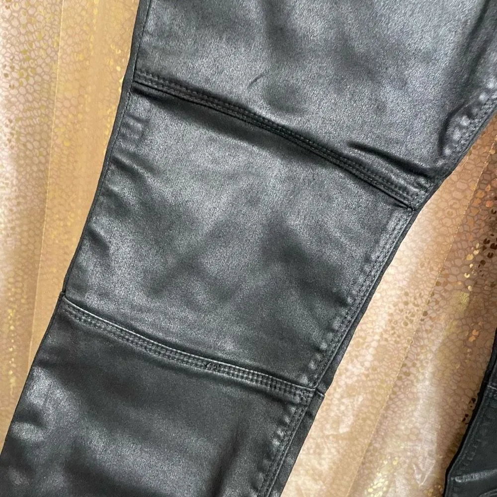 Express Black Coated Shiny Moto Ankle Zip High Rise Leggings, 8 Short - Image 4