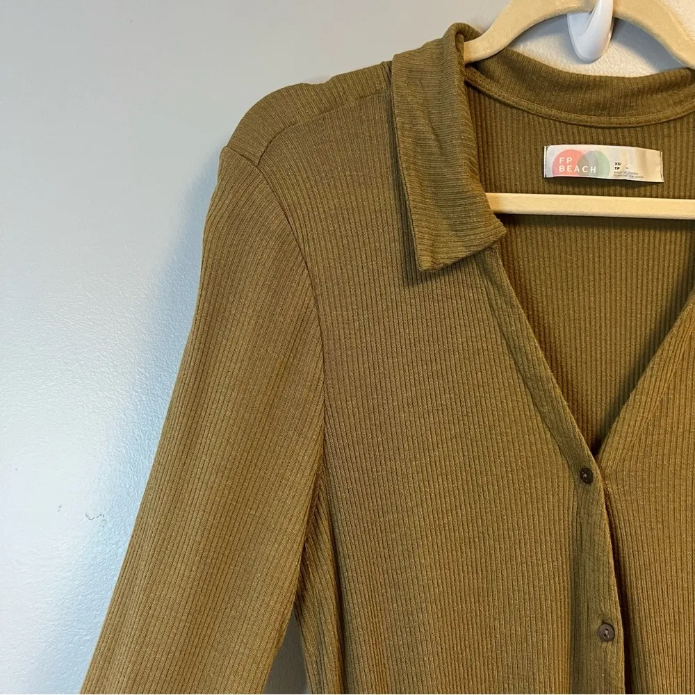 Free People Beach x Revolve Lively Romper in Tropical Nut Sz XS EUC Linen Blend - Image 6