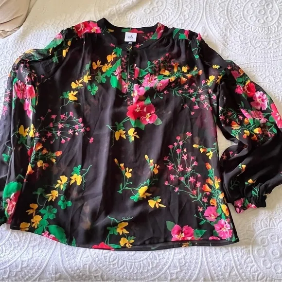 Cabi‎ 5706 Thespian Blouse Floral Sheer Ruffles romantic SIZE SMALL - Image 3
