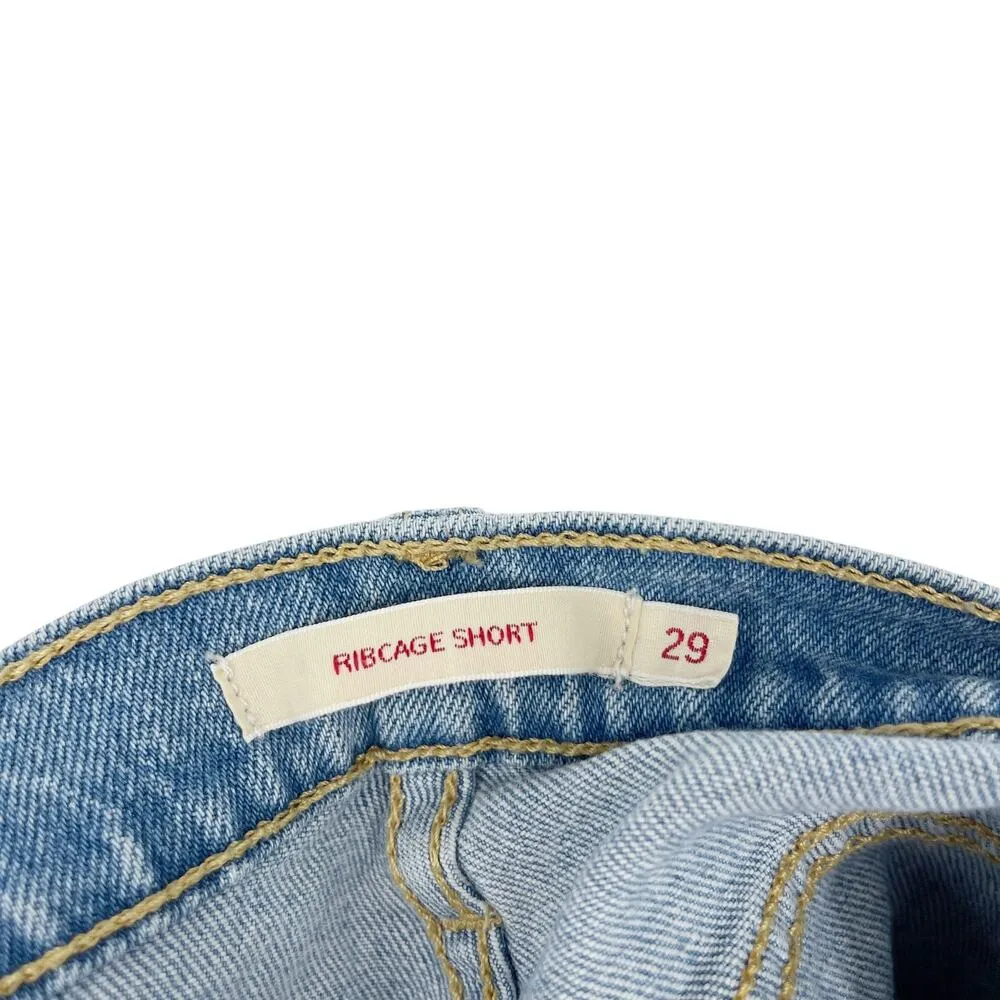 Levi’s Ribcage Shorts High Rise Distressed Raw Hem Size 29 - Image 3