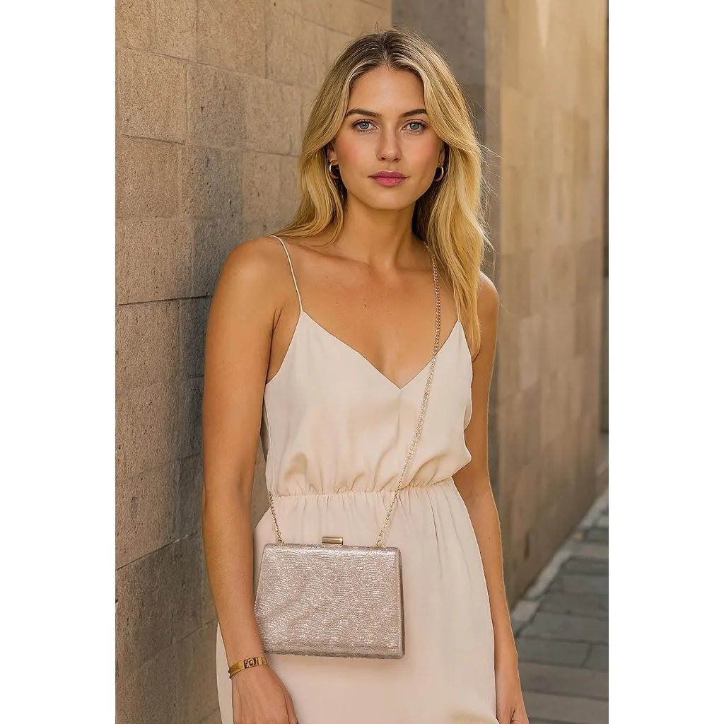 ⚡ Women's Detachable Chain Sparkly Evening Formal Parties Cream Clutch Bag - Image 5