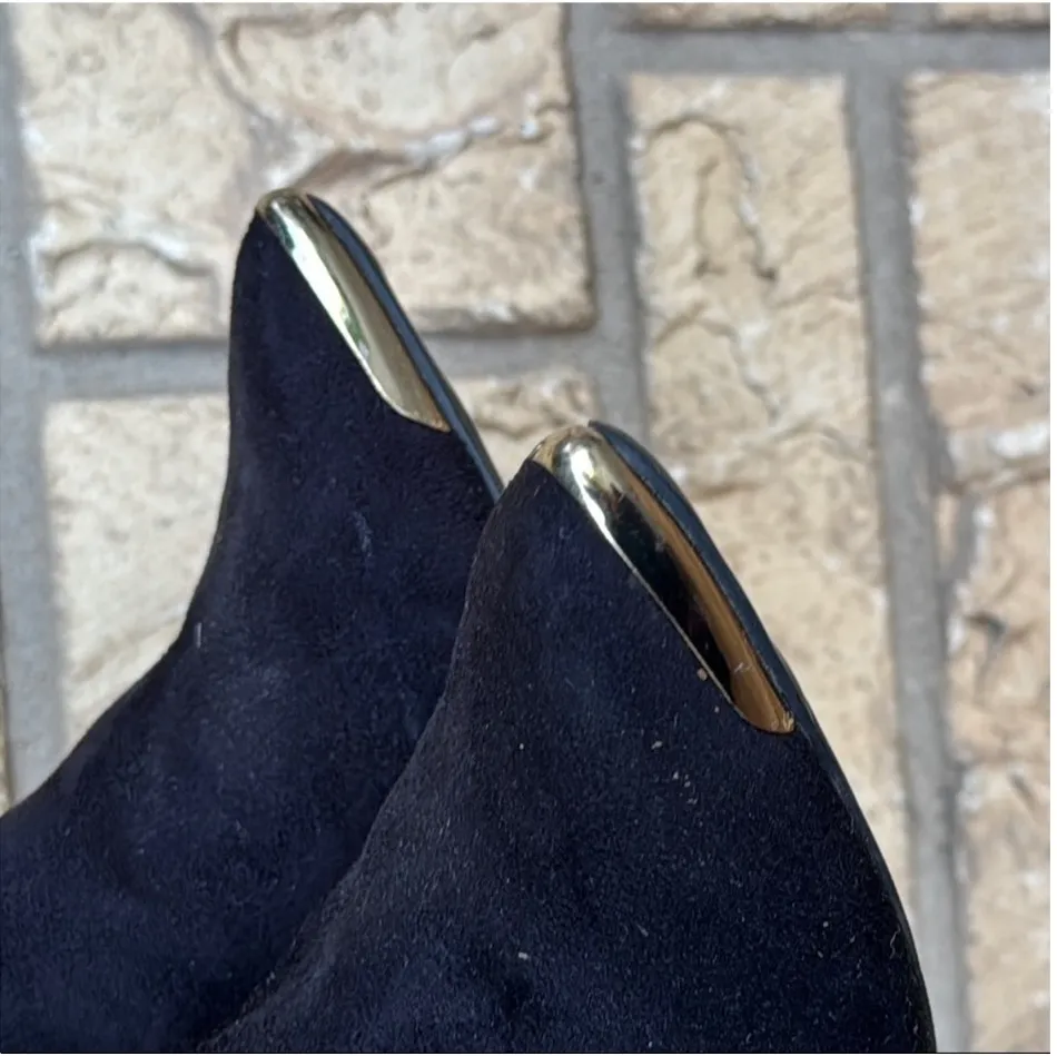 Elegant Black Suede Ankle Boots just Fab Size 6 - Image 9