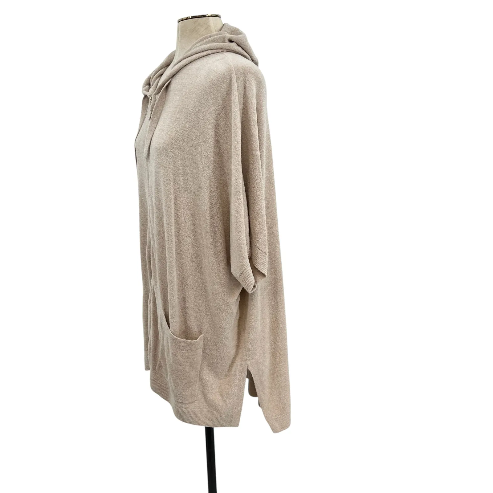 Barefoot‎ Dreams CozyChic Ultra Lite Short Sleeve Zip-Up Hoodie Cream Size L XL - Image 8