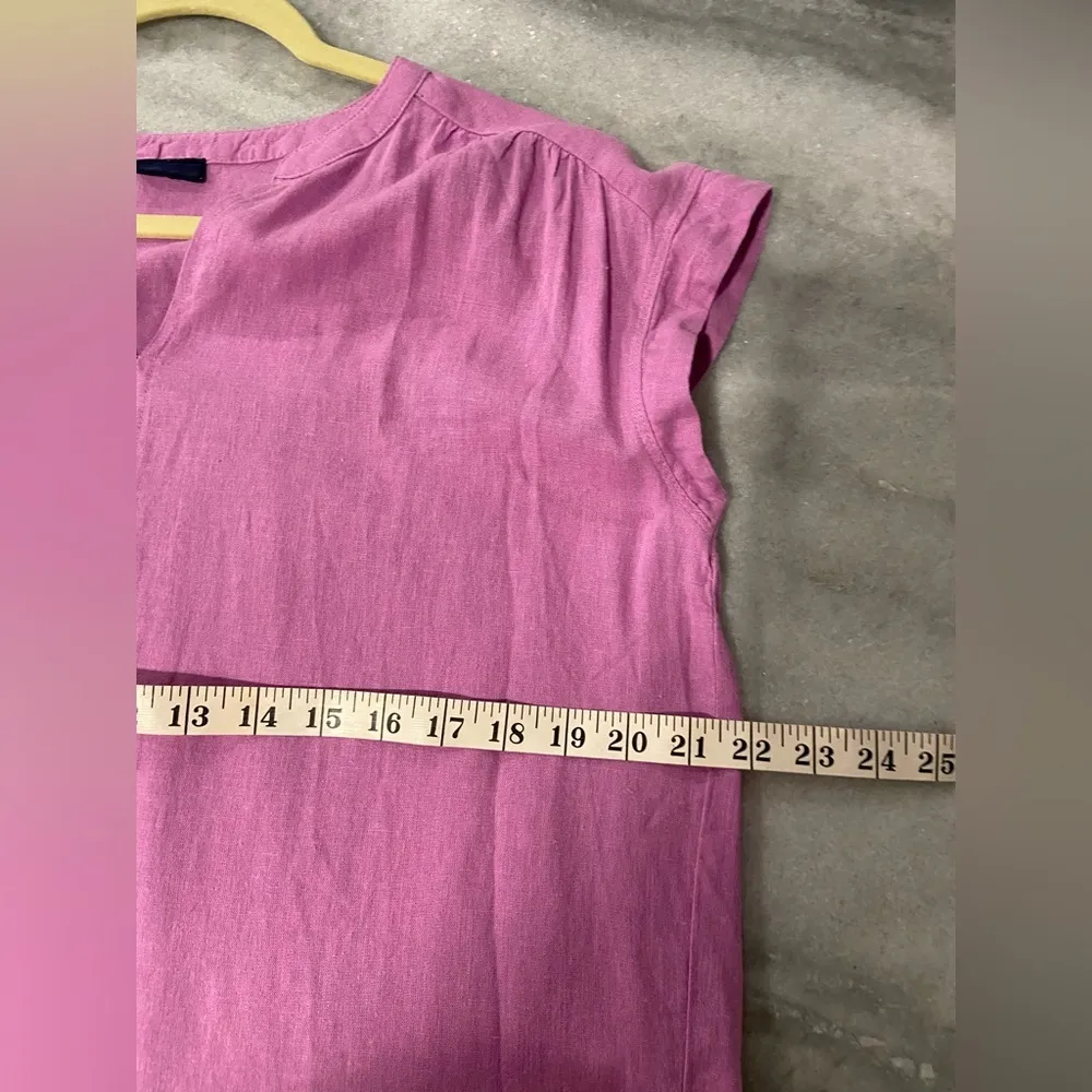 Splendid Size S Lavender V Neck Soft Linen Blend Split Hem Short Sleeve Top - Image 10