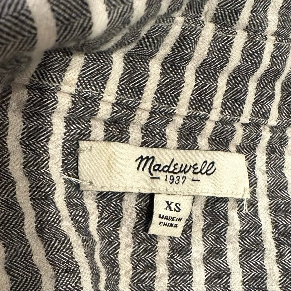 MADEWELL BELOVED PULLOVER SLIP IT ON GREY WHITE STRIPED LONG SLEEVE SHIRT XS - Image 7