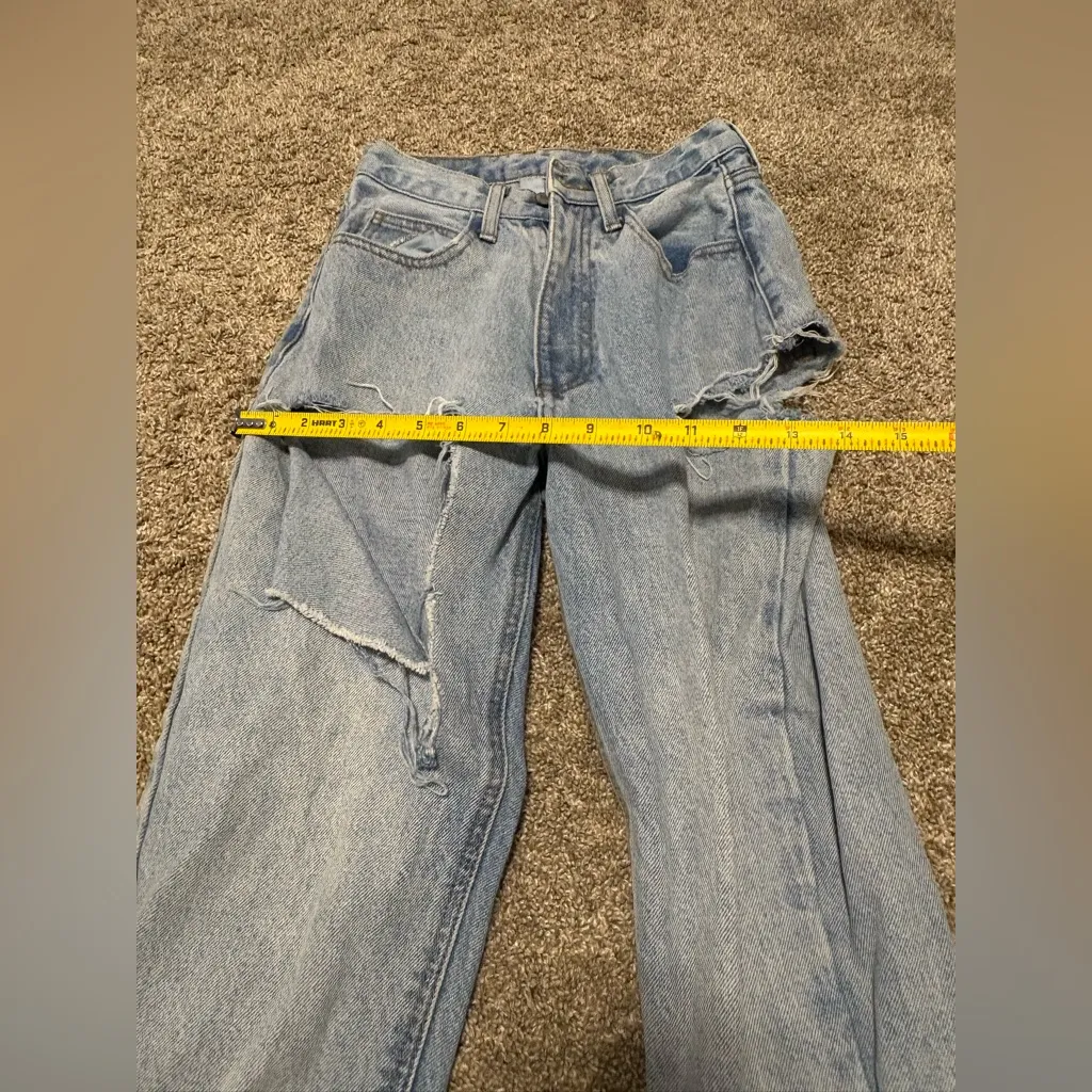 (John Galt/Brandy Meville) Denim Light Ripped Distressed Baggy Jeans: Size Small - Image 6