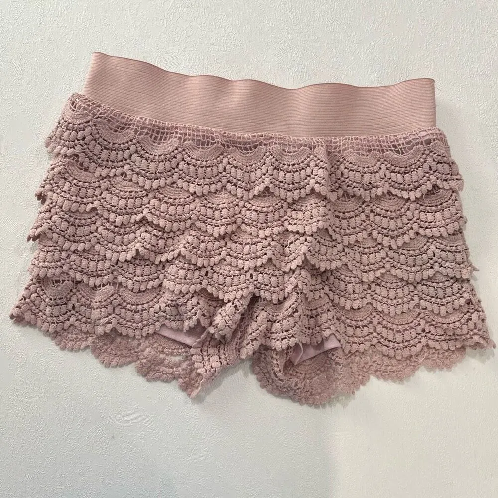 Wet Seal Pink Crochet Lace Shorts – Size M - Image 2