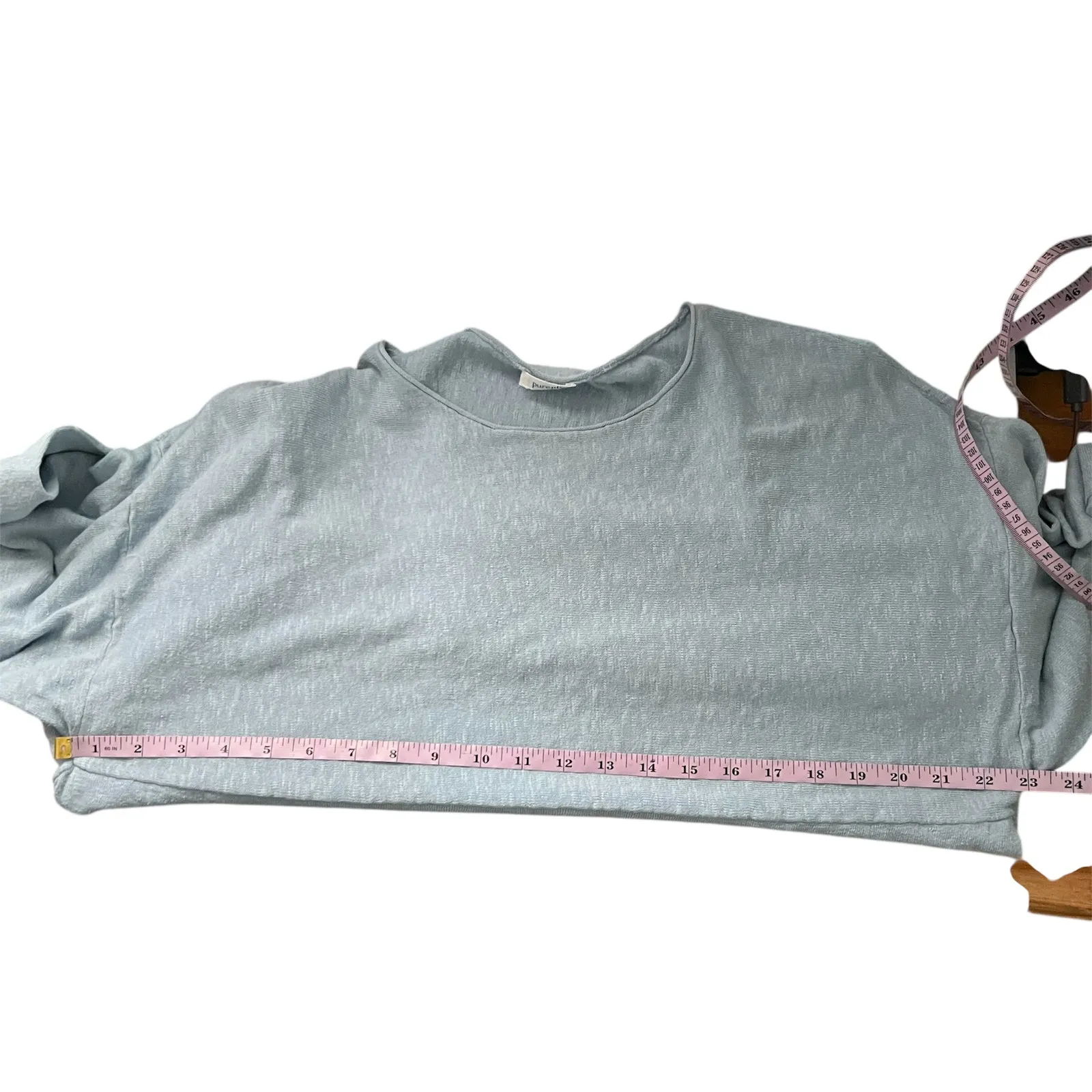 Pure Jill Sweater Womens Large Cotton Linen Boxy Beachy Coastal Capsule Relaxed Blue - Image 10