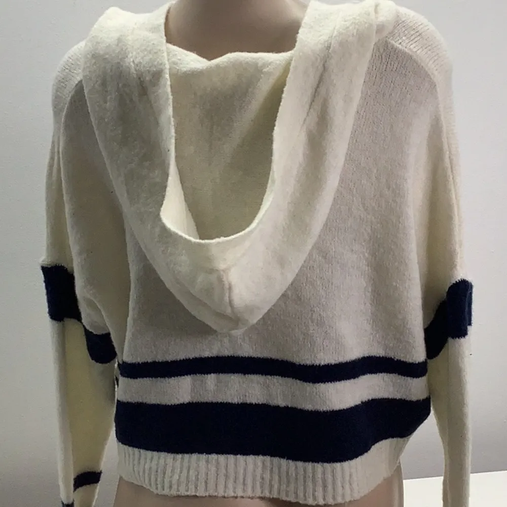 Say What Size Medium Striped Crop Hooded Sweater Preowned - Image 3