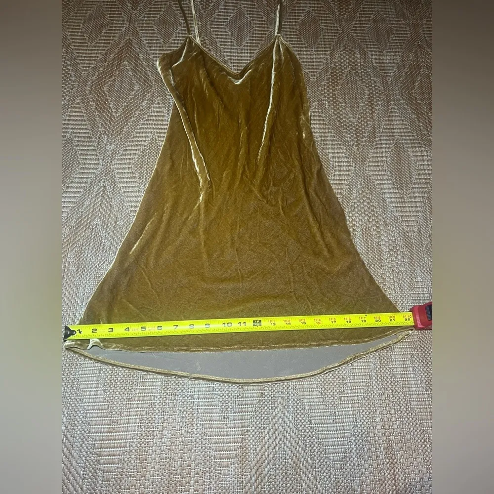 Reformation Women's Gold Velvet Slip Dress,Mini Dress,Sleeveless,Size S - Image 5