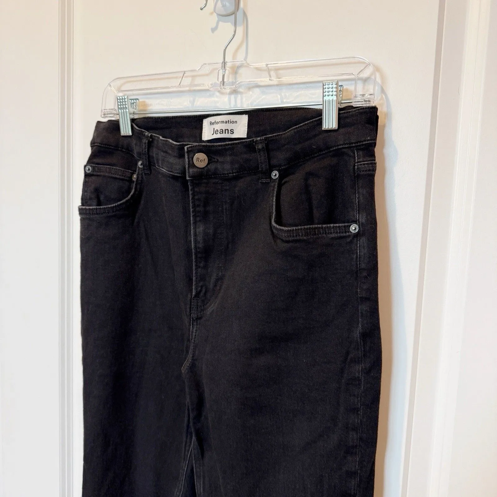 Reformation Womens Black Skinny Jeans Size 30 Organic Cotton Stretch Distressed - Image 3