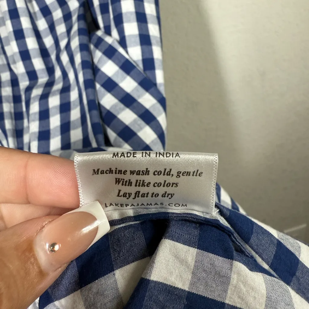 LAKE Veranda Navy Gingham Dress Size Small Blue - Image 8