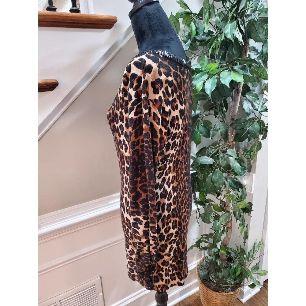 Inc Brown & Black Animal Print Round Neck Long Sleeves Casual Sweater Size Large - Image 5