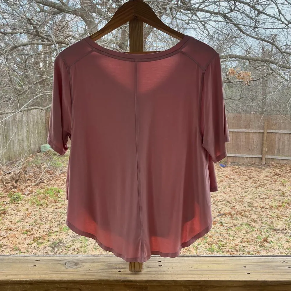 Lululemon Women's Up For Down Time Short Sleeve Top Pink Size M - Image 2